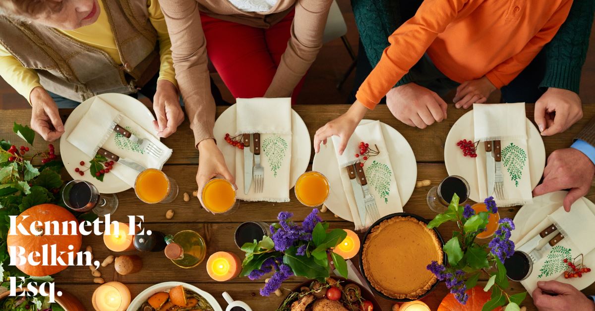 bird's eye view of a Thanksgiving table